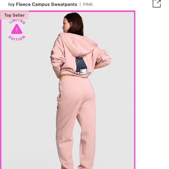 PINK Victoria’s Secret Ivy Fleece Campus Full-Zip Hoodie - Picture 6 of 10